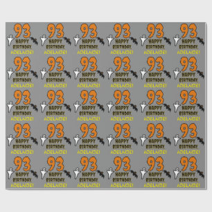 93rd Birthday: Spooky Halloween Theme, Custom Name Wrapping Paper