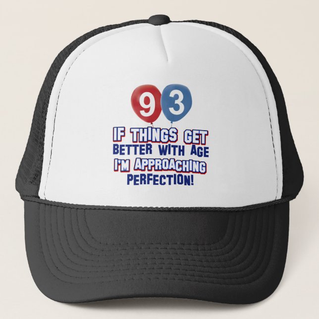 93rd year old birthday gift trucker hat (Front)