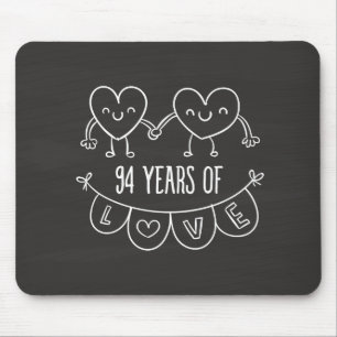 94th Anniversary Gift Chalk Hearts Mouse Pad