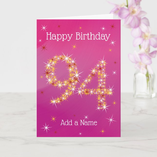 94th Birthday - 94 in Stars - Pink/Purple - Age 94 Card (Orchid)