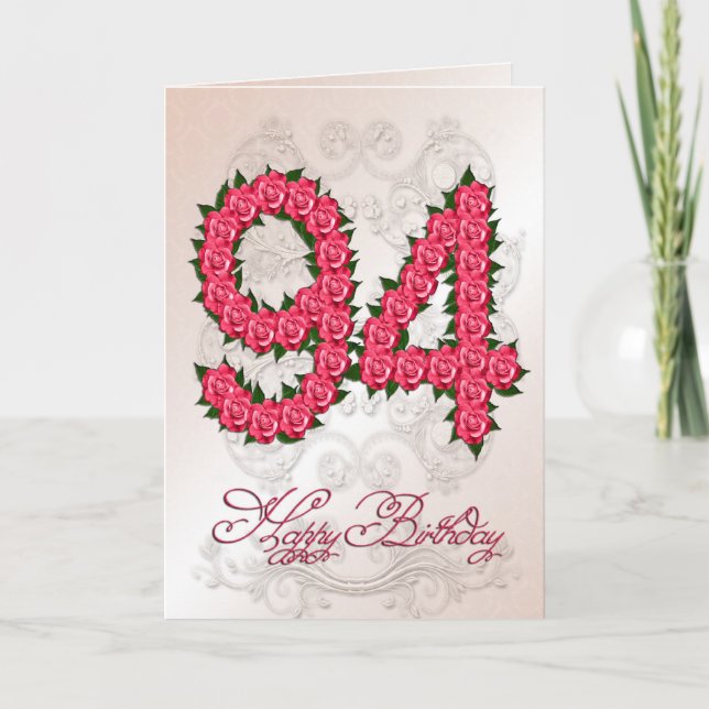 94th birthday card with roses and leaves (Front)