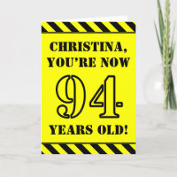 94th Birthday: Fun Stencil Style Text, Custom Name
