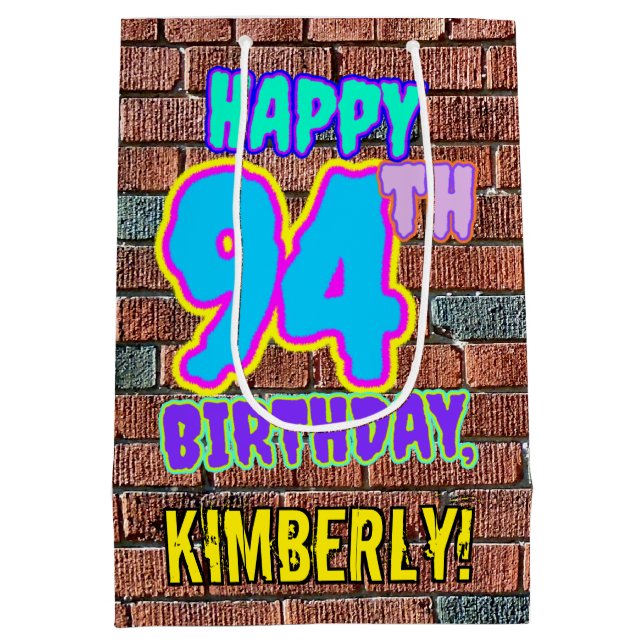 94th Birthday: Fun, Urban Graffiti Inspired Look Medium Gift Bag (Back)