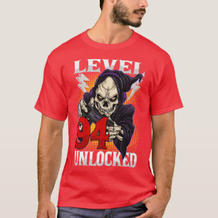 94th Birthday Gamer Skeleton Level 94 Unlocked Gam T-Shirt