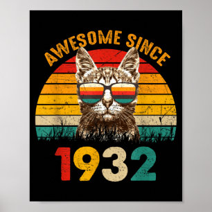 94th birthday gift for a cat lover sunset awesome poster
