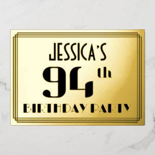 94th Birthday Party: Art Deco Look “94” and Name