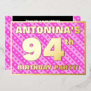 94th Birthday Party — Fun Pink Hearts and Stripes
