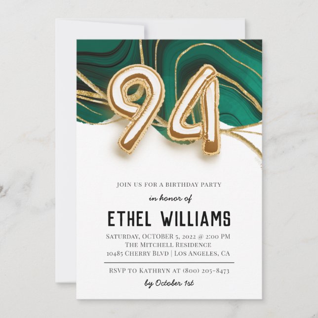 94th Birthday Party Invitation (Front)