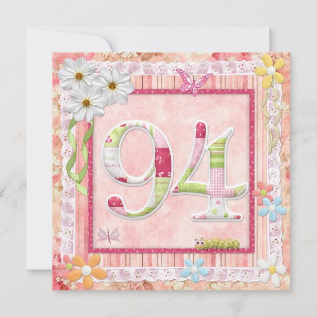 94th birthday party scrapbooking style invitation (Front)