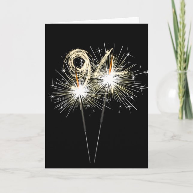 94th Birthday Sparklers on Black  Card (Front)