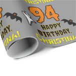 94th Birthday: Spooky Halloween Theme, Custom Name Wrapping Paper<br><div class="desc">This scary and spooky Halloween birthday themed wrapping paper design features a large number "94" and the message "HAPPY BIRTHDAY, ", plus a customisable name. There are also depictions of a ghost and a bat on the front. Wrapping paper like this might be used when wrapping presents that are being...</div>