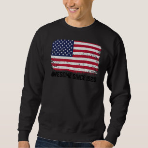 94th Birthday Vintage Usa Flag Awesome Since 1928 Sweatshirt