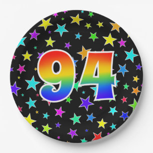 94th Event: Bold, Fun, Colourful Rainbow 94 Paper Plate
