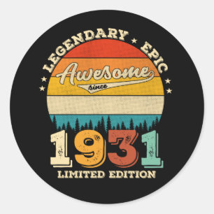 94th Year Old Retro Awesome 94th Birthday Gift Classic Round Sticker