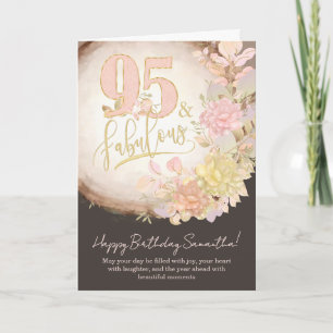 95 & Fabulous Floral Photo Personalized Birthday Card