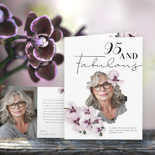 95 & Fabulous Orchid Photo Birthday Greeting Card