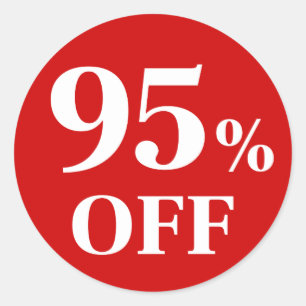 95% OFF Red Background Classic Round Sticker