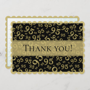 95 "Thank you!" Black/Gold Number Pattern Thank You Card