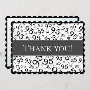 95 "Thank you!" Black/White Number Pattern Thank You Card
