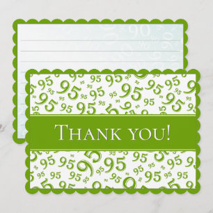 95 "Thank you!" Green/White Number Pattern Thank You Card