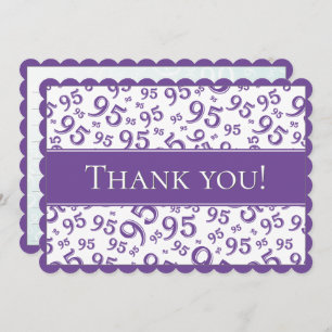 95 "Thank you!" Purple/White Number Pattern Thank You Card
