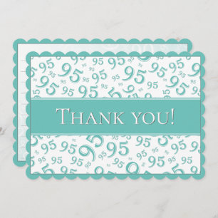 95 "Thank you!" Teal/White Number Pattern Thank You Card