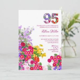 95 Years Elegant Garden Floral – 95th Birthday Invitation