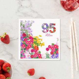 95 Years Elegant Garden Floral – 95th Birthday Napkin
