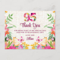 95 Years Flowers Floral Linen 95th Birthday Thanks
