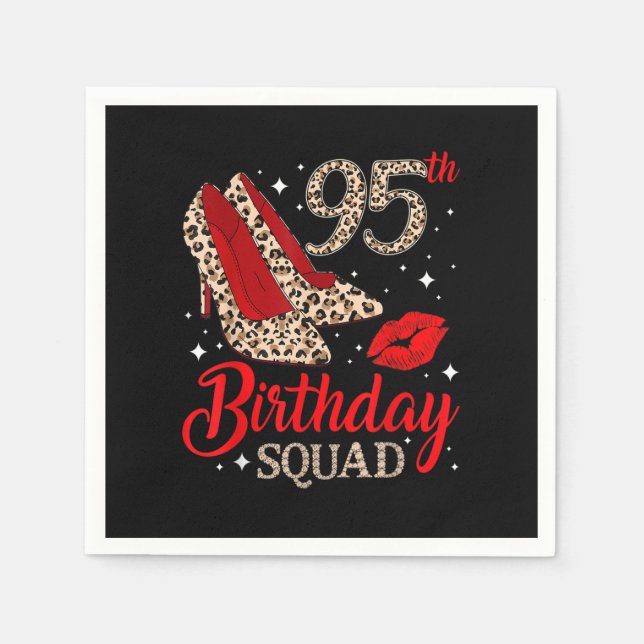95 Years Old Gifts 95th Birthday Squad Leopard Hig Napkin (Front)