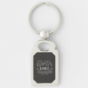 95th Anniversary Gift Chalk Hearts Key Ring