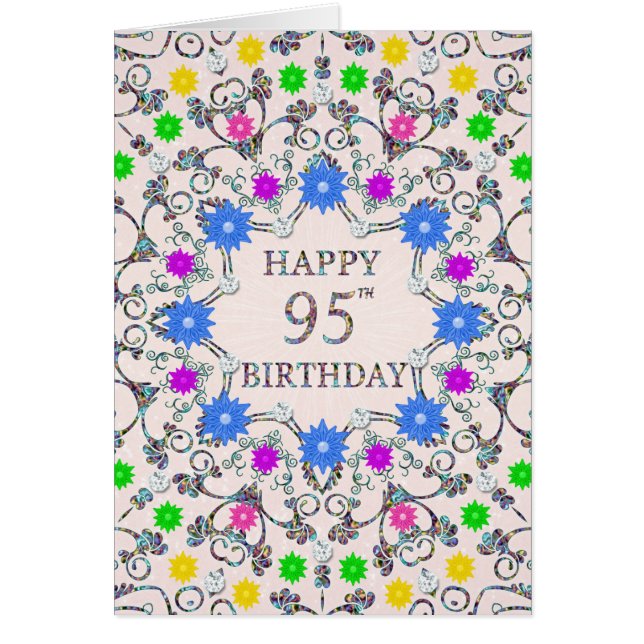 95th Birthday Abstract Flowers  (Front)