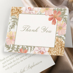 95th Birthday Autumn Colours Floral Thank You Note Card