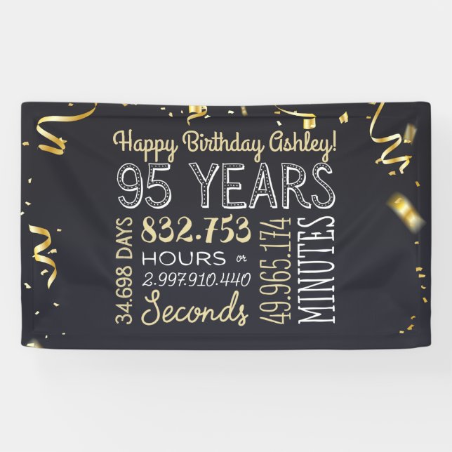 95th Birthday Banner - 95 Years in Hours & Seconds (Horizontal)