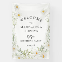 95th Birthday Banner April Birth Flower Daisy
