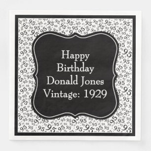 95th Birthday Black/White Bracket Number Pattern Napkin
