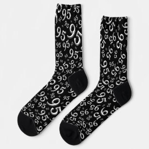 95th Birthday Black/White Random Number Pattern  Socks