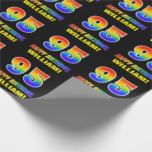 95th Birthday: Bold, Fun, Simple, Rainbow 95 Wrapping Paper