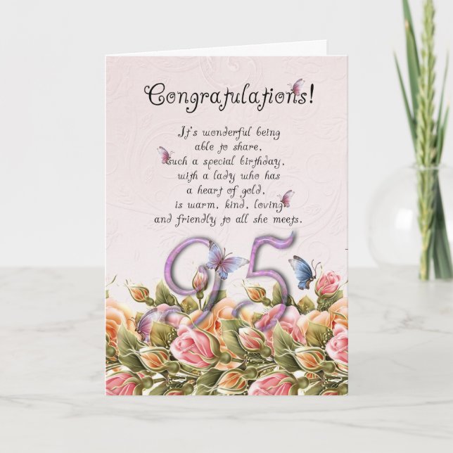 95th birthday card with butterflies and roses - co (Front)