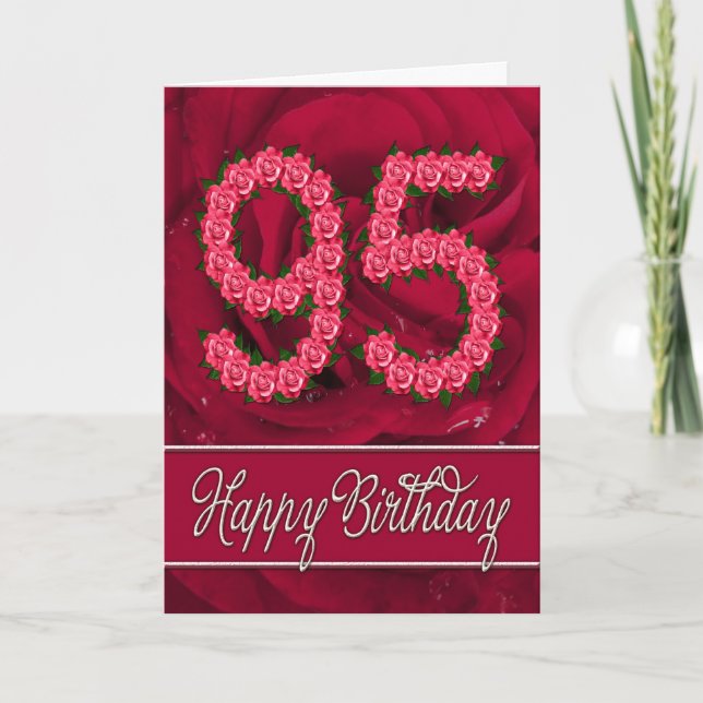 95th birthday card with roses and leaves (Front)
