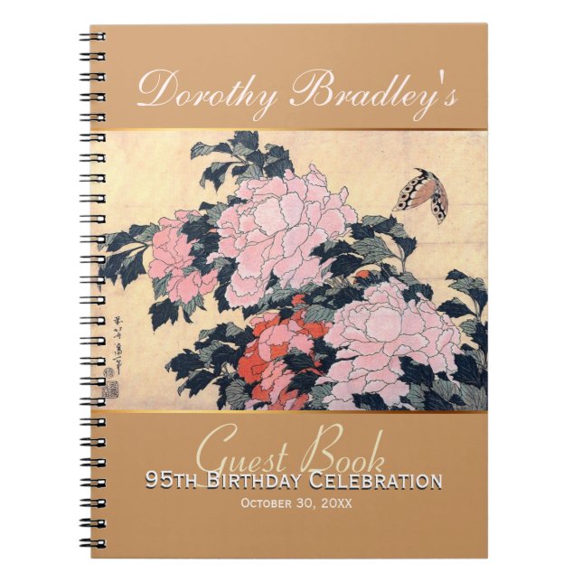 95th Birthday Celebration Butterfly Custom Guest B Spiral Notebook (Front)
