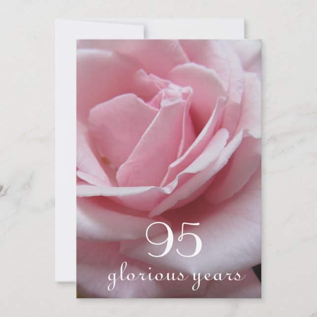 95th Birthday Celebration!-Pretty Pink Rose Invitation (Front)