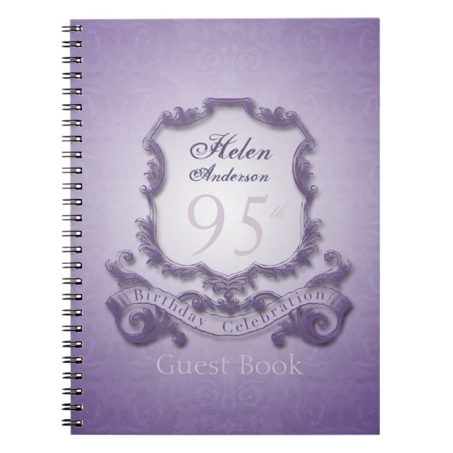 95th Birthday Celebration Vintage Custom GuestBook Notebook (Front)