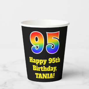 95th Birthday: Colourful, Fun, Exciting, Rainbow 9 Paper Cups