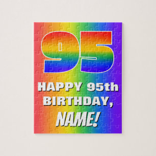 95th Birthday: Colourful, Fun Rainbow Pattern # 95 Jigsaw Puzzle