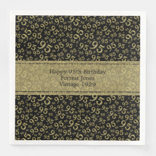 95th Birthday Cool Number Pattern Black/Gold  Napkin