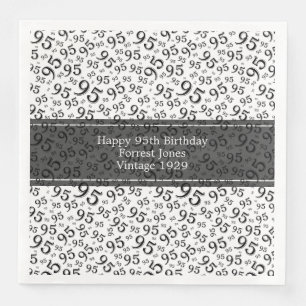 95th Birthday Cool Number Pattern Black/White  Napkin
