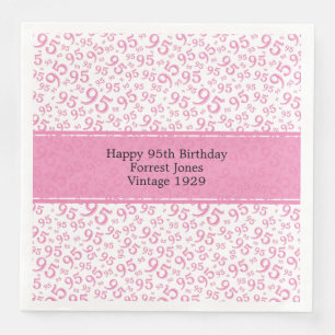 95th Birthday Cool Number Pattern Pink/White  Napkin