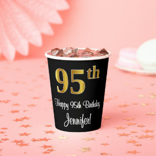 95th Birthday - Elegant Luxurious Faux Gold Look # Paper Cups