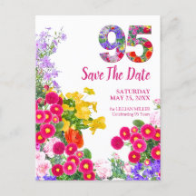 95th birthday floral modern Save The Date